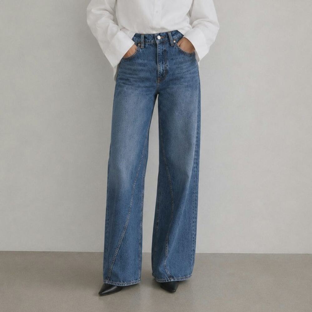 Anine Bing Brie Jeans Womens 27 Blue Denim High-rise Wide Leg - Picture 1 of 11